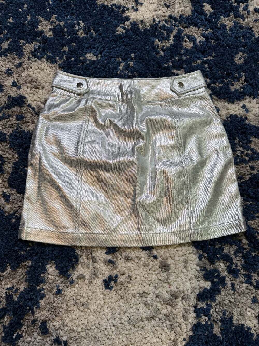 Metallic Silver Utility Mini Skirt Size 28